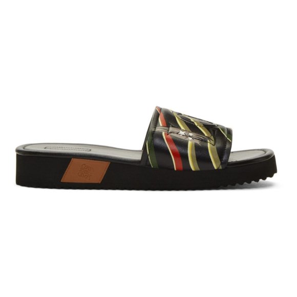 Loewe Black Paula Ibizas Edition Leather Logo Slides main image 7